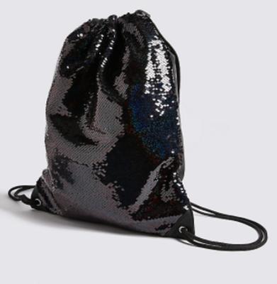 China Gift Bag Black Color Children's Sequin Drawstring Bag for sale