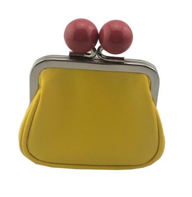 China Cute NATIONAL Yellow Saffiano PU Coin Purse With Clasp for sale