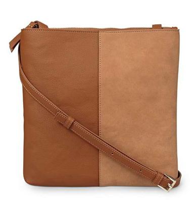 China Promotion Brown Leather Two Pocket Cross Body Bag For Men for sale