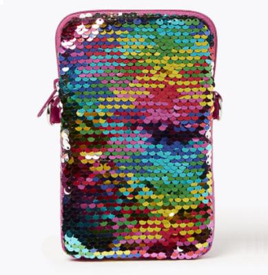 China Colorful Promotion Sequin Phone Bag With Shoulder Strap for sale