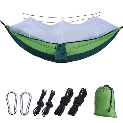 China 350KG Capacity Moq 1pc Gark Green And Fruit Green Hammock With White Mosquito Net Hammock Lightweight Mosquito Net for sale