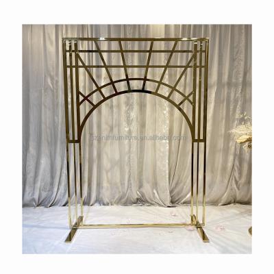 China Romantic Gorgeous 2022 New Design Arch Decor Stainless Factory Stage Backdrop for Wedding Party Decoration for sale