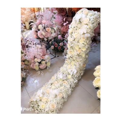 China Decorative silk and plastic zenith flower table runner wedding decoration centerpiece for sale