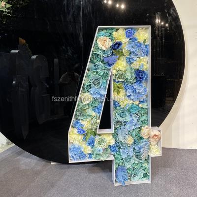 China Fashion Birthday Party Flower Mosaic Number Frame White Acrylic Letter Large For Decoration for sale