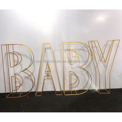 China Decoration Baby Shower Birthday Party Decoration Iron Metal Wire Letters Frames BABY LOVE Mosaic Number for sale