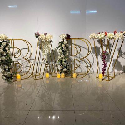 China Beauty Wedding Walkway Birthday Party Decoration Gold Metal Wired Letters for sale