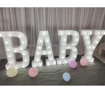 China Romantic Wedding Decoration Wedding Decoration Led Sign Marquee Letters With Light Bulbs Baby Love Metal Giant Letter for sale