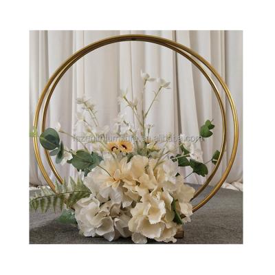 China Wedding Party Event Backdrops Wedding Table Centerpieces Gold Metal Display Circle Flower Stand for sale