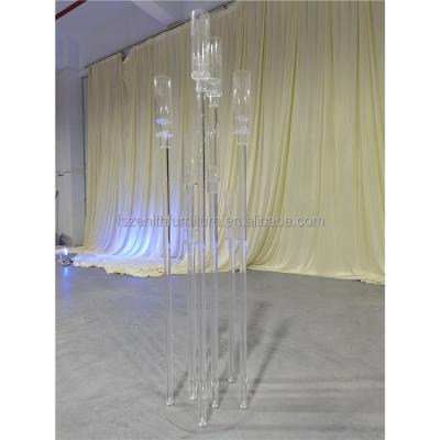 China Bridal Wedding Events Decoration Candelabra Table Centerpiece Clear Acrylic Candle Holders Centerpieces for sale