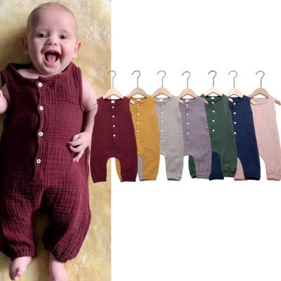 China Breathable 100% Baby Romper Eco-Friendly Cotton Canvas 2020 Baby Clothes Sleeveless Jumpsuit for sale