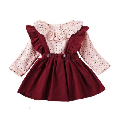 China Comfotable 2020 New Girl Clothes Set Explosion Doll Collar Point Child Dress Fashionable Baby Rompers 2 Piece Set for sale