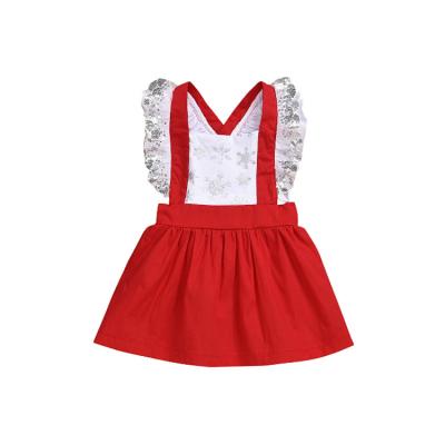 China 2020 Red Washable Snowflake Print Skirt Baby Skirt Girls Dresses Kids Dresses for sale