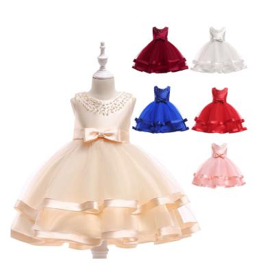 China Children's Breathable Dress Handmade Beaded Princess Dress 2-10 Years Kindergarten Girls Dresses for sale