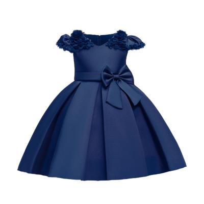 China Girls Children's Princess Dress Bow Petal Wedding Breathable O-Neck Kids Dress for sale