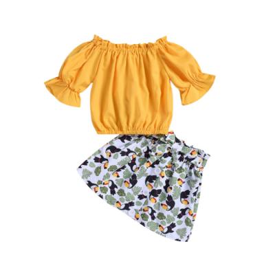 China Comfotable New Spring Floral T-shirt Little Children's Clothing Girls Skirt Clothes Set Short Sleeve for sale