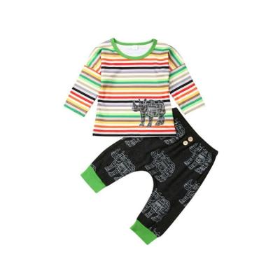 China New Colorful Comfotable Baby Clothes Set Spring T-shirt Children Clothing And Autumn Rhino Printing 2 Pieces Suit for sale