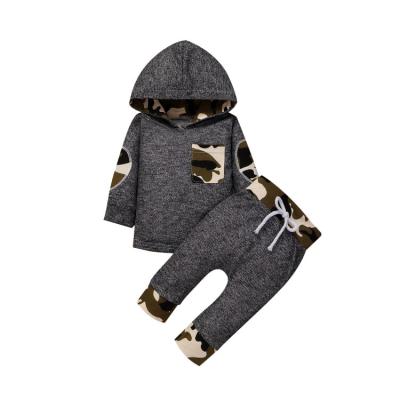 China Comfotable New Children's Clothing Set Hooded Camouflage Quilted Children's Sweater Pants Boy Clothes Suit for sale