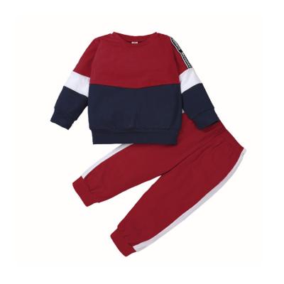 China Fashion\Comfortable Clothes\Durable Baby Boy Spring and Autumn New Red Stitching Children's Sweaters Children's Clothing Set for sale