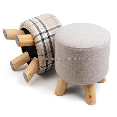 China Art Deco Nordic Style Small Living Room Stool Cheap Price Log Legs Sneak With Removable Fabric for sale