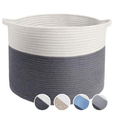 China Viable Cheap Price Large Cotton Rope Basket Woven Storage Basket For Laundry Hamper for sale