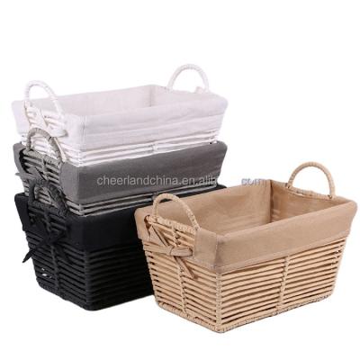 China China Sustainable Supplier Natural Color Basket Paper Rope Woven Basket Home Storage and Organizer Storage for sale