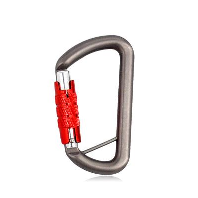 China Outdoor Self-Locking Aluminum Carabiner Self-Locking Buckle Climbing Buckle Spring Hook for sale