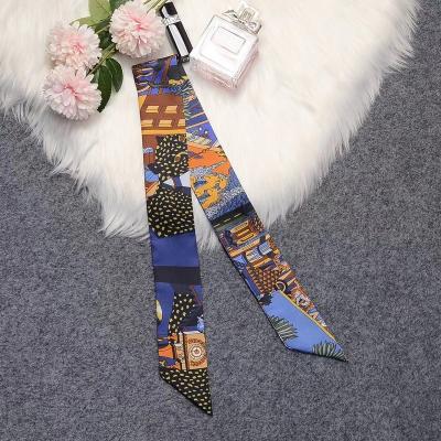 China Wholesale 86*5cm Silk Hair Band Hair Scarf Soft Elegant Luxury Different Printed for sale