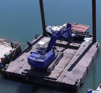 China Floating Construction Barge Sectional Excavator Mounted Platform Barge Pontoon Maker for sale