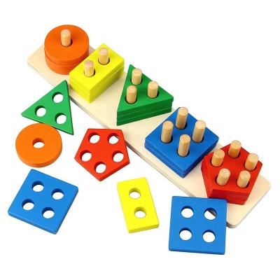 China Children Learning Toy Wholesale Wooden Educational Toys Kindergarten Stacking Blocks Toddler Puzzles Toys for sale