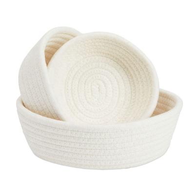 China Viable New Product Woven Storage Basket Cotton Rope Home Organizer Basket Set Of 3 for sale