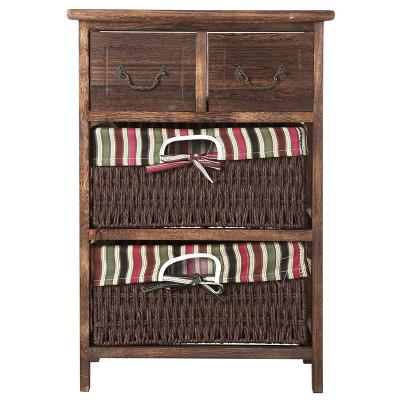 China Traditional factory wholesale wooden storage cabinet with wicker drawers for sale