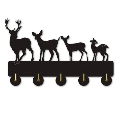 China Handmade Hot Sales Black Wooden Wall Mounted Coat Rack Wooden Animals Hooks for sale