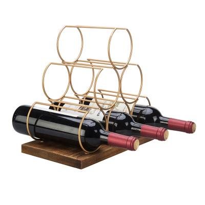 China Wooden Wine Display Rack Metal Wire Wine Rack Viable Storage Wholesale Rack for sale