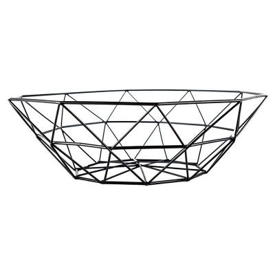 China Handmade Metal Wire Storage Basket Metal Fruit Basket Black Desktop Rack for sale