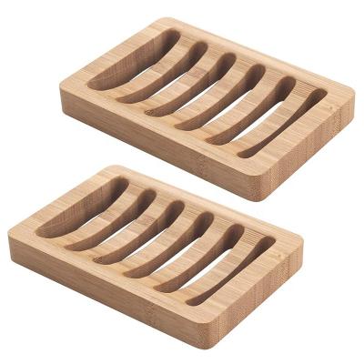 China Japan Set High Quality Wooden Soap Dish 2 Bar Bamboo Soap Holder For Shower Bathroom for sale