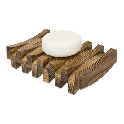 China Japan Vintage Burnt Design Layered Wooden Soap Dish Tray Soap Storage Rack for sale