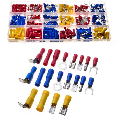 China Wire Connecting 300PCS Cold Pressed Insulated Spade Crimp Terminals Wire A.W.G. 22-10 Crimp Connector Female Male Butt Matched Set Of Connectors for sale