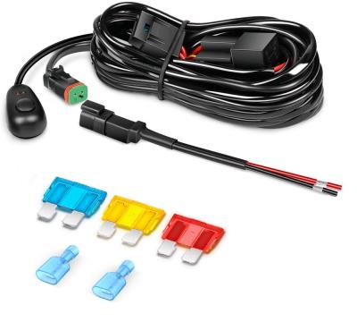 China 12V 40A Automotive Off Road LED Light Wiring Guide On Off Fuse Power Switch Relay Wiring Kit DT Connector Relay Blade Power for sale