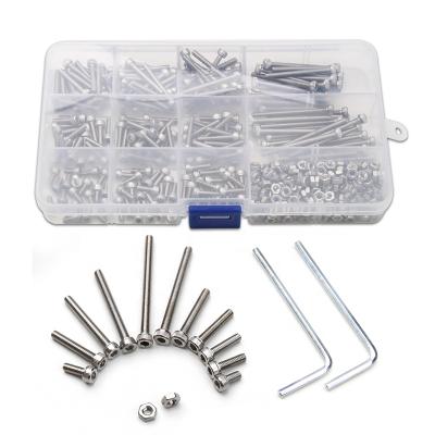 China Urlwall 440Pcs M3*3-40 Stainless Steel Screw Nuts Kits Set Stainless Steel Hex Head Socket Screws And Nuts Assortment + 2 Hex Wrenches for sale