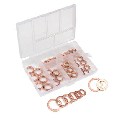 China 120Pcs Copper Urlwall 5 Class Seal Copper Trim Set Flat Ring Seal Kit Set For Generators Machinery M5/M6/M8/M10/M12 With Box for sale