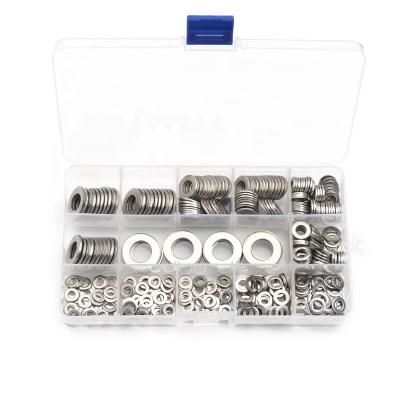 China Urlwall 395Pcs Metric 304 Stainless Steel M4-M12 Gasket Set Flat Machine Silver Lock Washer For Hardware Fitting Assortment Kit for sale