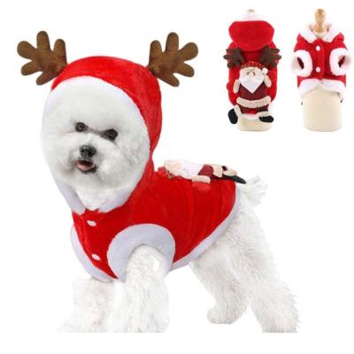 China Wholesale Sustainable Wear Warm Cotton Christmas Puppy Comfy Winter Hooded Clothes for sale