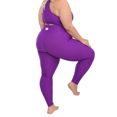 China 2021 Compression Tight Antibacterial Gym Workout Set Manufacturer XXL Grab Logo Lycra Dark Purple Cellulite Custom Plus Size Yoga Leggings for sale