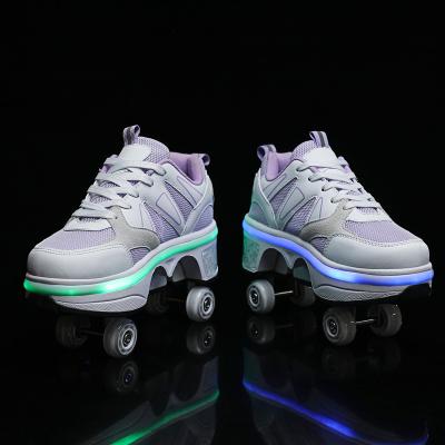 China Sport Roller Skates Shoes 4 Four Wheel Kick Roller Shoes For Kids Deformation Kids Kick 4 Wheel Roller Skates Shoes 32-44 for sale