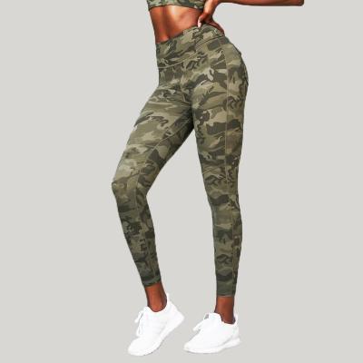 China High Quality Breathable Fitness Exercise Waist Gym Tights Camouflage Yoga Pants for sale