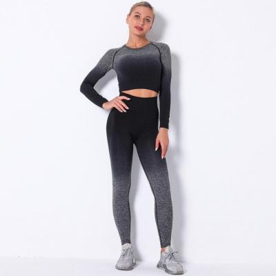 China Breathable Fitness Long Sleeve Sports Tracksuits Sport Suit Fishing Female Set Hip High Waist Yoga Pants Sets Yoga Suit for sale