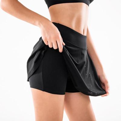 China Custom Breathable Compression Logo Fitness Women High Waisted Printed Butt Lift Mesh Yoga Pants Sports Skirts Shorts for sale