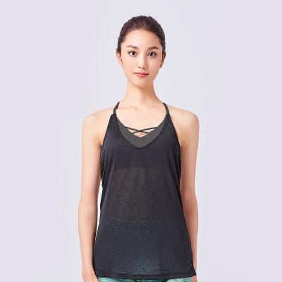 China Eco Friendly QUICK DRY Two Piece Hollow Out Loose Sleeveless Tank Tops With Bra for sale