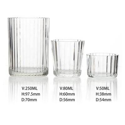 China Decorative Clear Plant Vertical Stripes Candle Vessels Jars Glass Jars With Lids for sale