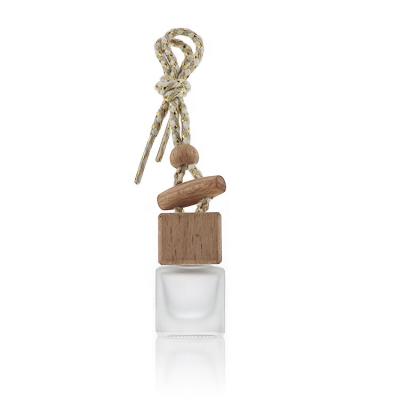 China In Stock Wholesale 8ml Square Wood Cap Perfume Essential Oil Car Diffuser Bottle Hanging for sale